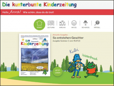 Die kunterbunte Kinderzeitung "digital" - Wir senden Ihnen Zugangsdaten zum Kinderzeitungskonto