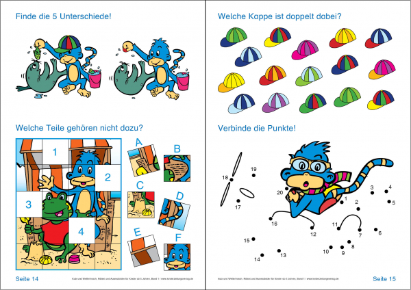 Kubi und Wetterfrosch, Rätsel und Ausmalbilder für Kinder ab 5 Jahren