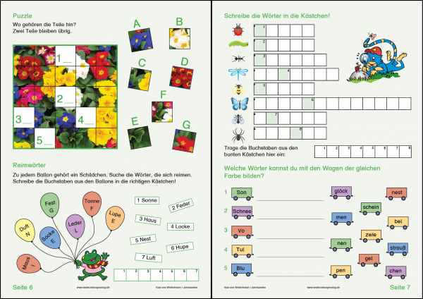 Kubi und Wetterfrosch, Rätsel für Leseanfänger